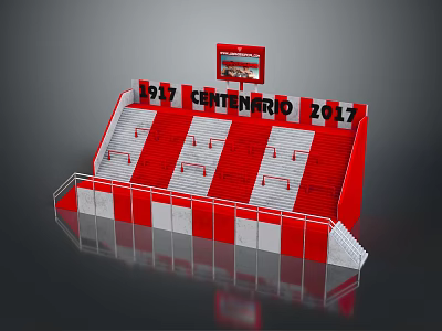 Centenario 2017 Red White Stadium Stand Seating And Structure Equipment 3d model