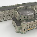 Classical Style Cultural Center Building with Dome Ornate Windows and Multiple Floors