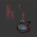 Ornamental Blue Pot With Red Flames Gold Base And Small Handle 3D Render