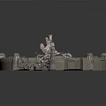 Detailed Sci-Fi Circular Metallic Platform With Central Machinery And Surrounding Modules