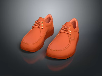 Orange Lace Up Casual Shoes With Classic Style For Daily Wear And Comfort 3d model
