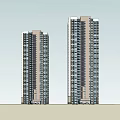 Modern High Rise Residential Buildings With Glass Curtain Walls And Balconies