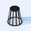 Black Conical Stool With Vertical Slats And Round Base On White Background 3d model