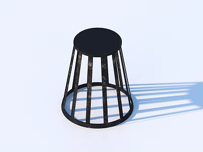 Black Conical Stool With Vertical Slats And Round Base On White Background 3d model