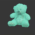 White Fluffy Teddy Bear with Brown Bow Tie Text on Paws on Black Reflective Surface 3d model