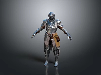 Medieval Knight Armor With Shiny Metal Plates And Waist Pouch 3d model