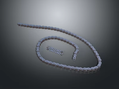 Curved Silver Metal Chain with Shiny Smooth Surface and Detailed Links 3d model