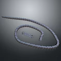 Curved Silver Metal Chain with Shiny Smooth Surface and Detailed Links