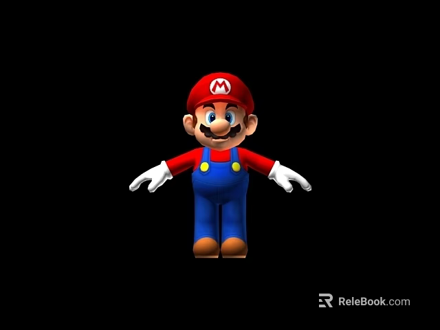 Classic Super Mario Game Character With Red Hat Blue Overalls And White Gloves 3d model 