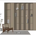 Modern Bookcase Bookshelf Leisure Chair Books 3d model
