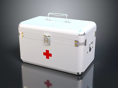 Medical First Aid Kit with Secure Lock and Portable Handle for Emergency Supplies Storage 3d model