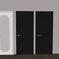 Stylish White and Black Hinged Doors with Different Panel Designs and Golden Handles