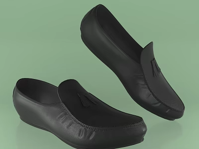 Classic Black Leather Loafers With Tassel Casual Comfortable Everyday Shoes Style 3d model