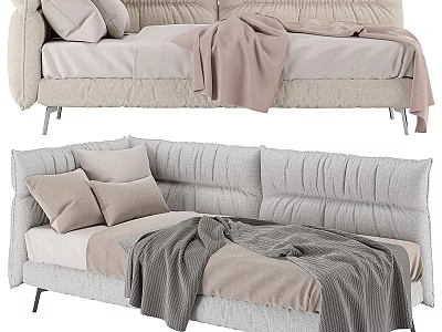 Cozy Modern Single Bed With Pillows And Throws 3d model
