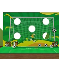 Soccer Themed Photo Spot With Green Background Goal Circular Holes And Soccer Balls