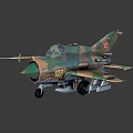 Military Aircraft Model With Camouflage Paint Red Star Marking Number 127 And Missiles