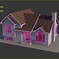 Detached House Exterior Design With Blue Walls Red Roof And White Window Frames