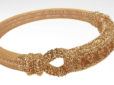 Elegant Gold Woven Bracelet with Intricate Knotted Design and Shiny Finish for Stylish Jewelry 3d model