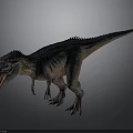 Realistic Dinosaur 3D Model With Standing Pose Blue Gray Skin And Open Mouth