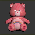 Pink Plush Teddy Bear With Rainbow Pattern On Belly Soft Cuddly Stuffed Toy 3d model