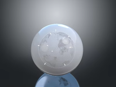 Captivating Lunar Landscape With Textured Surface And Blue Water Reflection On Gray Gradient Background 3d model