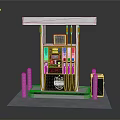 Modern Gas Station Fuel Dispenser With Digital Display Fuel Nozzles Support Pillars And Base Platform
