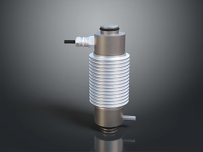 Industrial Pressure Transducer With Metal Cylindrical Body Corrugated Structure And Side Connector 3d model