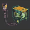 Yellow And Black Portable Power Tools With Jackhammer And Wheeled Generator