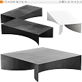 Modern Coffee Tables With Various Designs Black White Gray Colors Curved Edges Angular Cuts 3d model