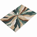 Modern Square Rug With Wavy Abstract Pattern In Green Beige And Brown Tones 3d model