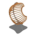 Modern Outdoor Chair With Curved Wooden Frame And Mesh Seat Gray Base
