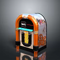 Vintage Orange And White Jukebox With Graffiti Style Peace Sign Design