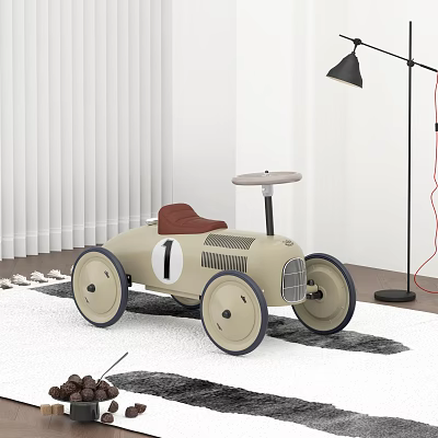 Vintage Style Electric Toy Car With Brown Seat And Number 1 Design 3d model