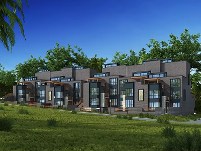Modern Townhouse Single-family Townhouse 3d model