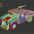 Rugged Armored Utility Vehicle With Spiked Tires Front Guard And Roof Mounted Equipment