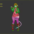 Anime 3D Rendered Female Character With Black Short Hair Blue Coat Shorts Boots And Tail