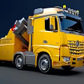 Yellow Mercedes Recovery Tow Truck With Front Lights And Multi Wheel Design