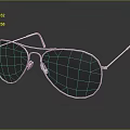 Silver Metallic Jewelry Glasses With Dark Lenses And Blue Reflective Effect On Black Surface