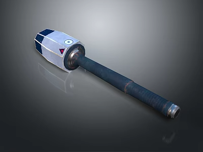 Modern Weapon Hammer Design With Silver Blue Red Head And Black Textured Handle 3d model