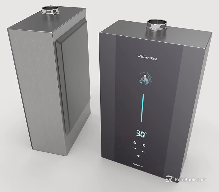 Modern Household Electric Appliance With Digital Display And Temperature Control In Silver And Black 3d model 