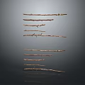 Neatly Arranged Dried Plant Branches With Natural Brown Color Against Gray Background