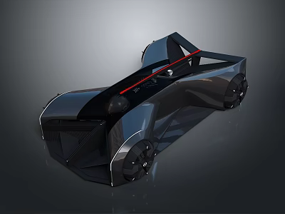 Black Futuristic Concept Car With Sleek Aerodynamic Body And Red Accent Lines 3d model