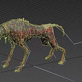 Scary Mutant Wolf 3D Model As Fictional Creature With Exposed Bones