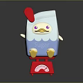 Blue And White Cartoon Chicken Milk Beverage With Sugar Label On Red Scale