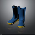 Stylish Blue Waterproof Rain Boots With Yellow Rubber Soles For Daily Wear
