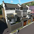Traditional Chinese Semi Detached Villa With Two Story Glass Windows Balcony And Greenery