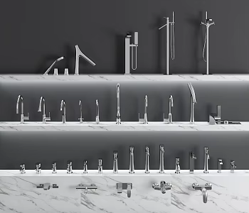 Modern faucet stainless steel faucet combination 3d model