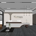 Modern company front desk background wall sofa reception area sofa chandelier 3d model