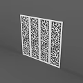 Modern Decorative Room Divider With Laser Cut Tree Branch Leaf Patterns 3d model