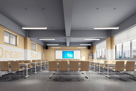 modern classroom 3d model